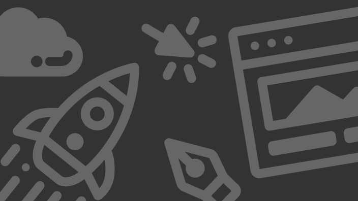 Icons: Wolke, Rakete, Mouse-Click, Federhalter, Landingpage